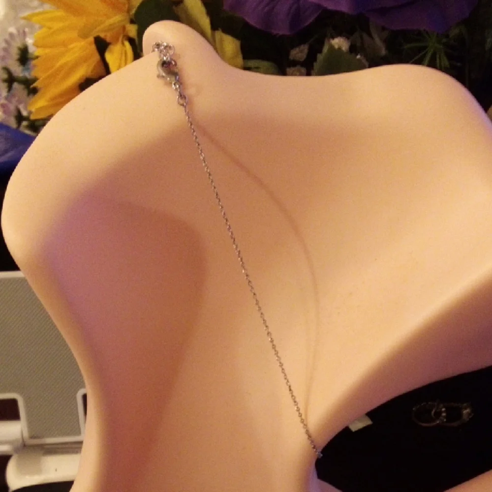 Silver Necklace with Purple Pendant - Picture 5 of 7